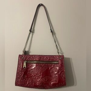 Patricia Nash Burgundy Red Leather Handbag Wristlet